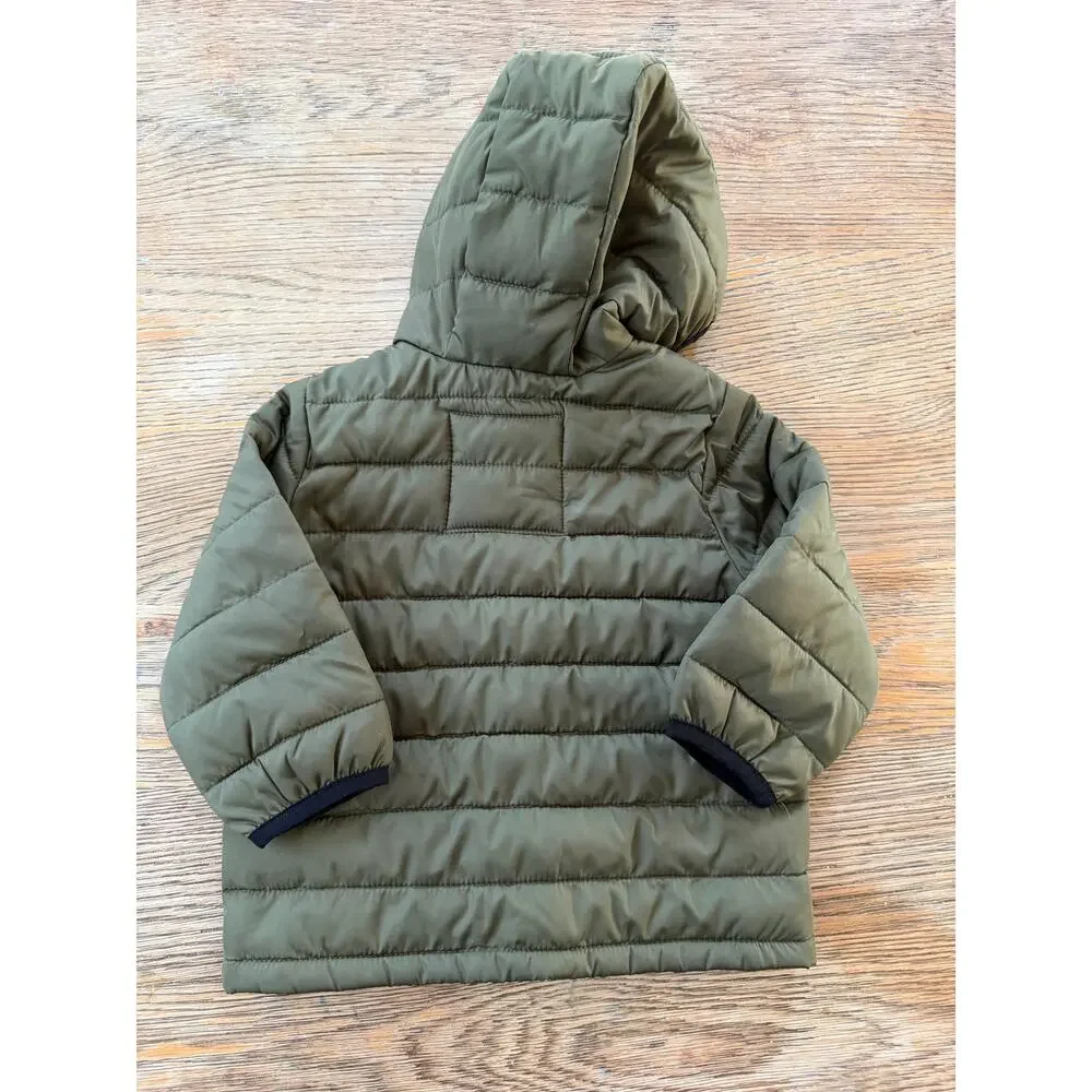 Baby Gap ColdControl Hooded Puffer Jacket Olive Unisex 12-18M